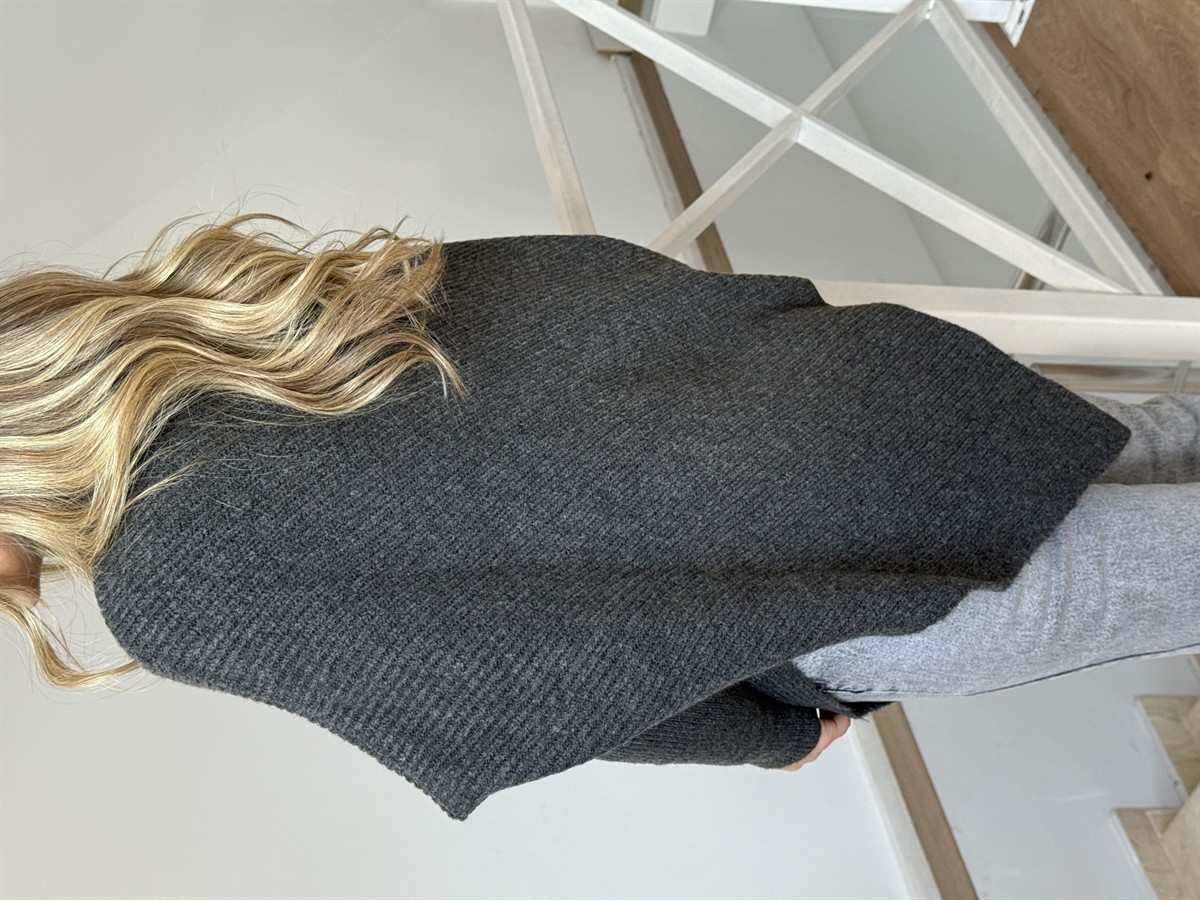 Boğazlı Asimetrik Kesim Kazak - Antrasit