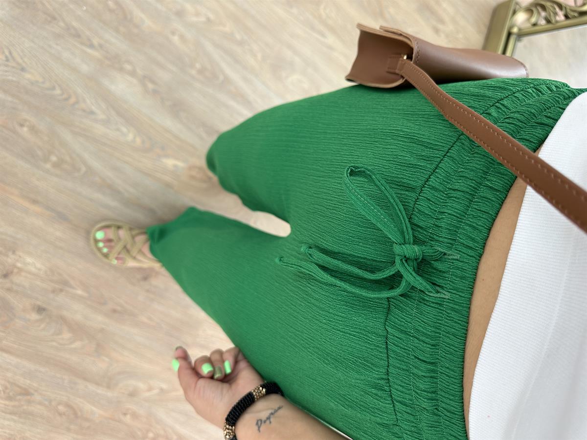 Bol Paça Bürümcük Pantolon-Yeşil