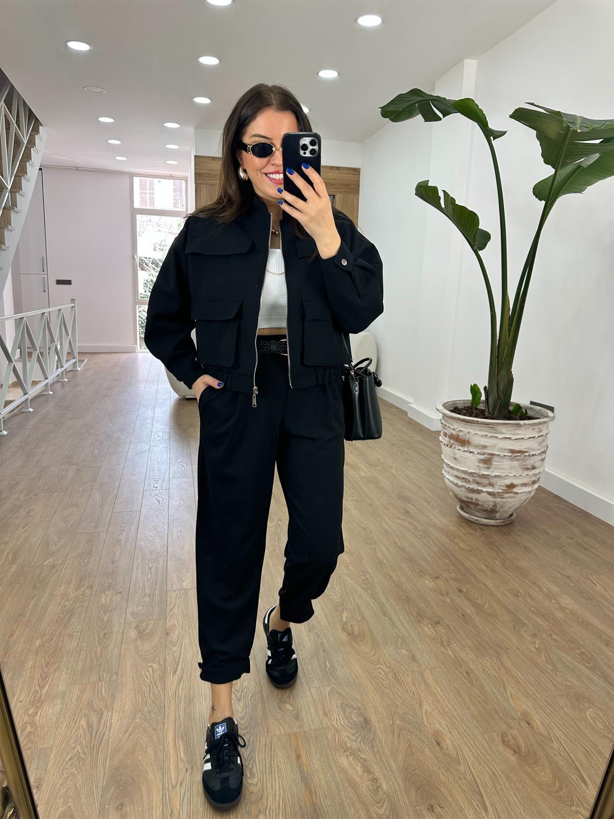 Bomber Ceketli Premium Takım-Siyah