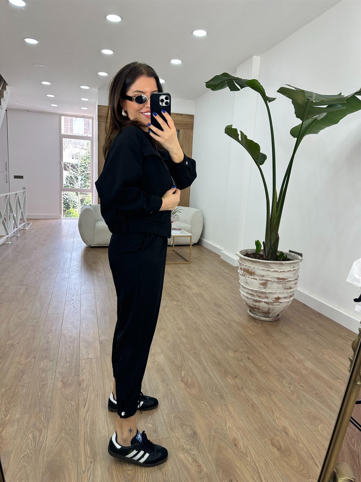 Bomber Ceketli Premium Takım-Siyah