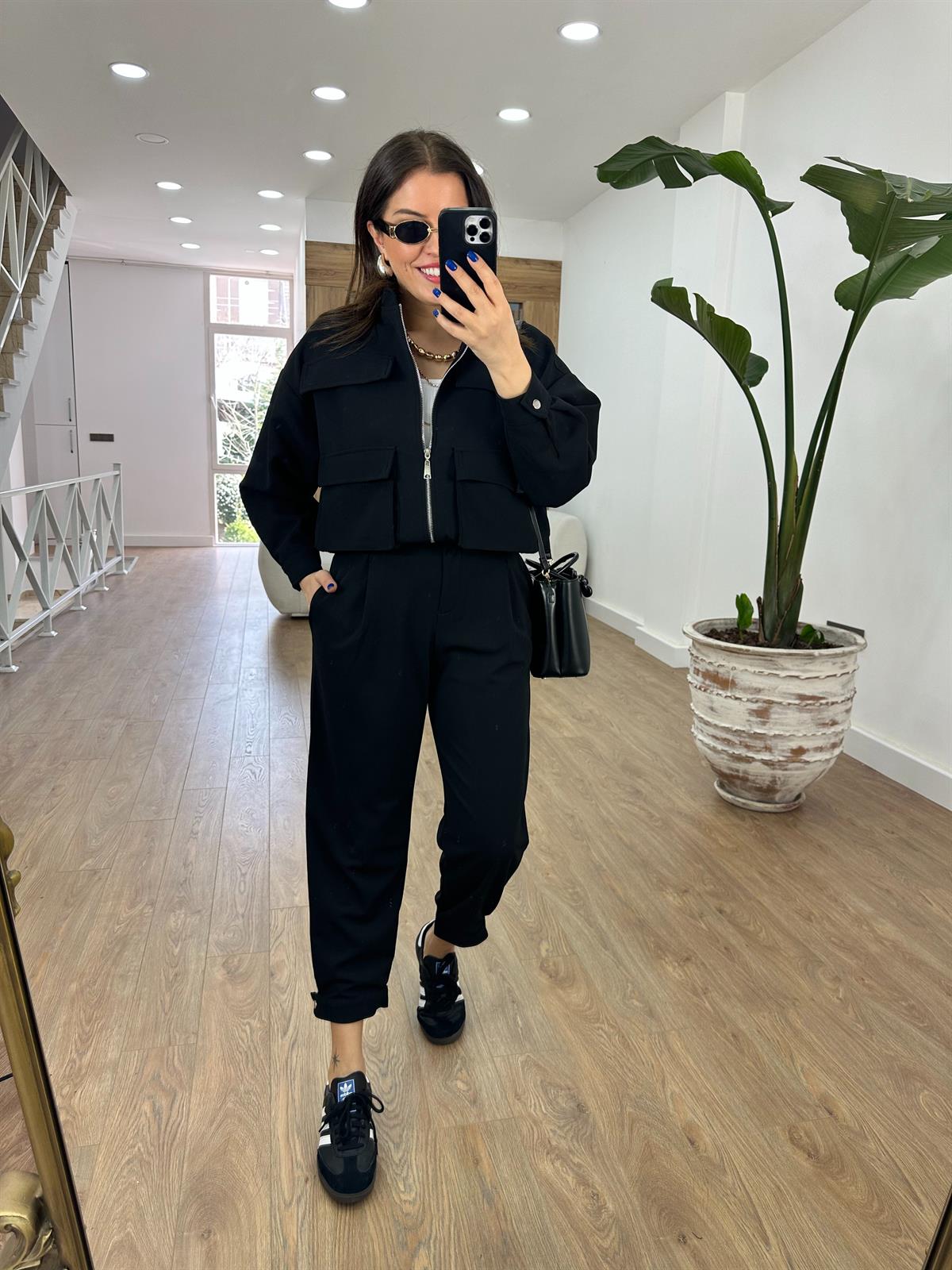 Bomber Ceketli Premium Takım-Siyah