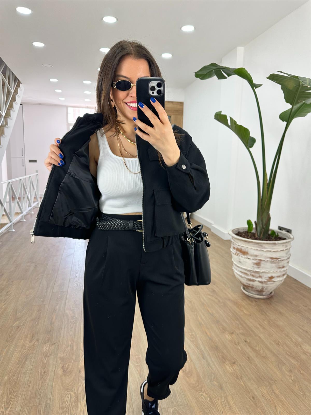 Bomber Ceketli Premium Takım-Siyah