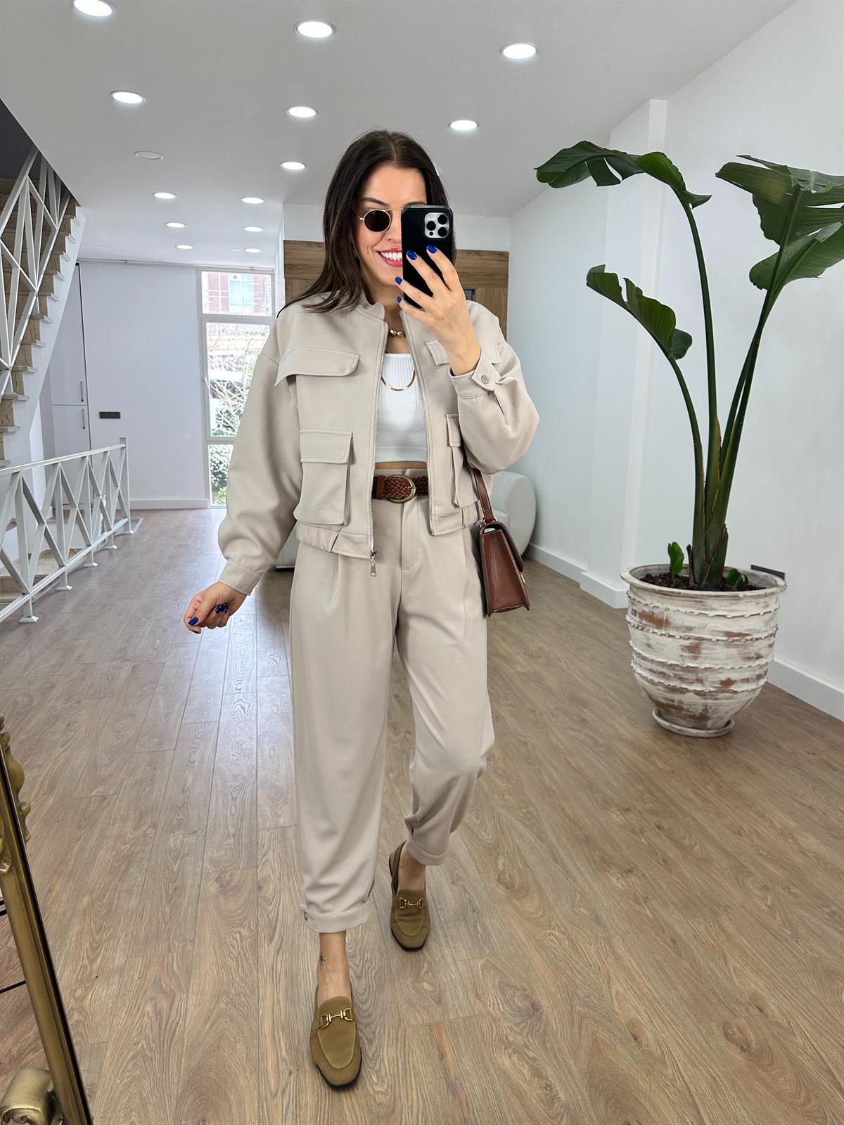 Bomber Ceketli Premium Takım-Taş