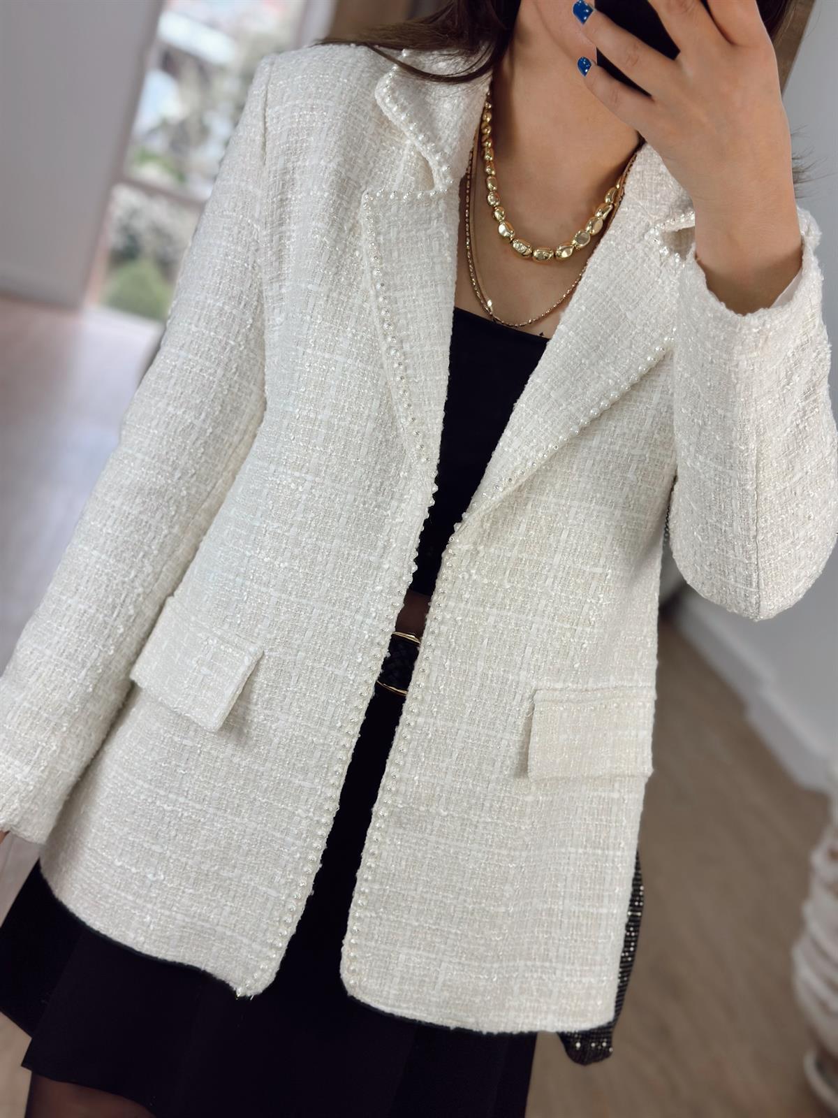 Boncuk İşlemeli Tüvit Ceket