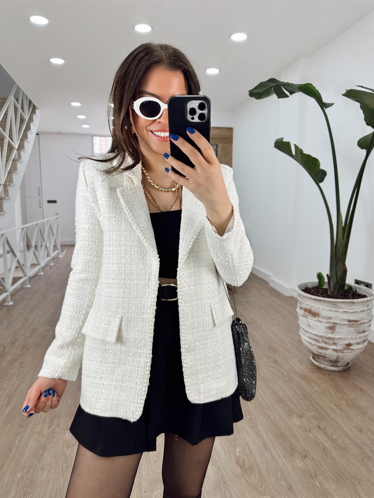 Boncuk İşlemeli Tüvit Ceket