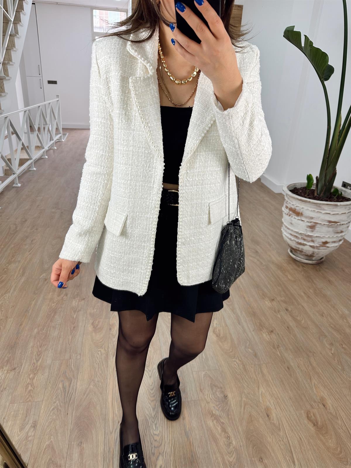 Boncuk İşlemeli Tüvit Ceket