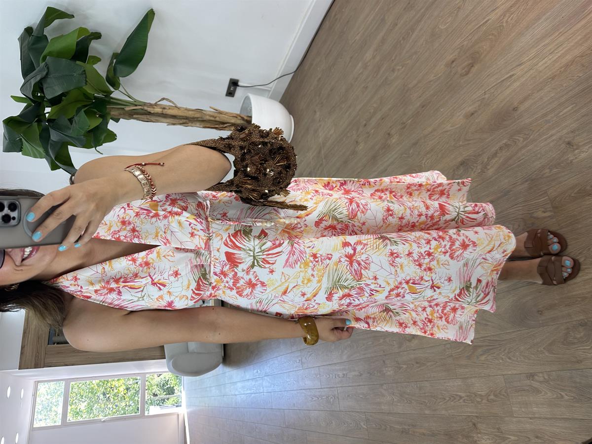 Boyundan Bağlamalı Çiçekli Elbise