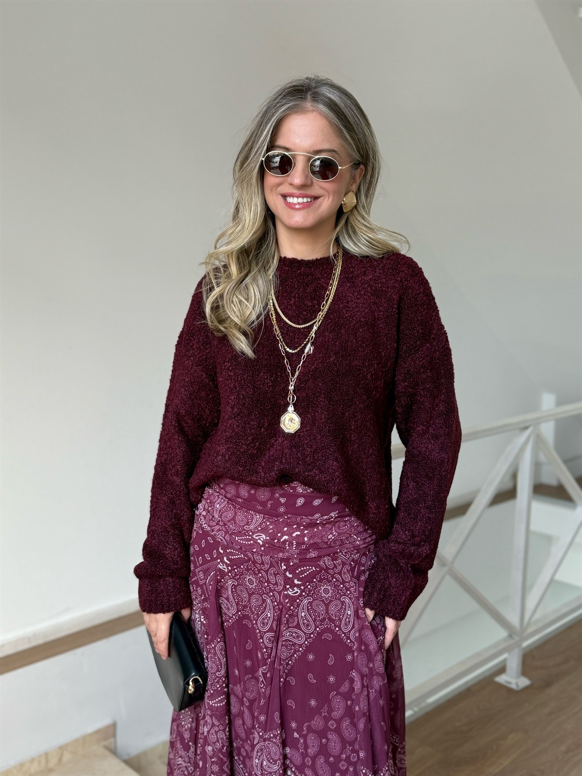 Bukletli Triko Kazak - Bordo