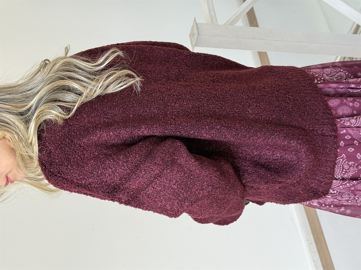 Bukletli Triko Kazak - Bordo