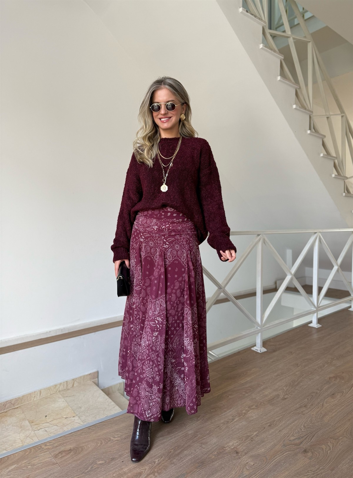 Bukletli Triko Kazak - Bordo