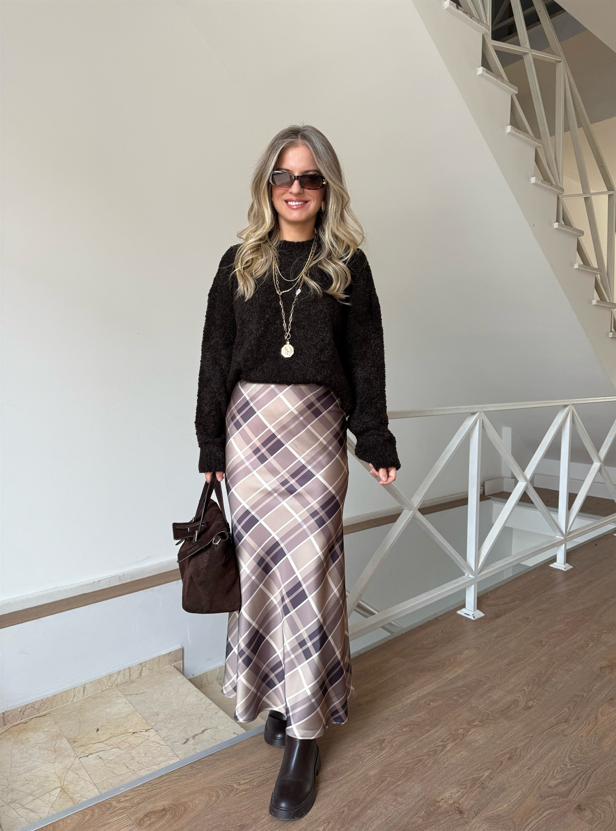 Bukletli Triko Kazak - Kahverengi