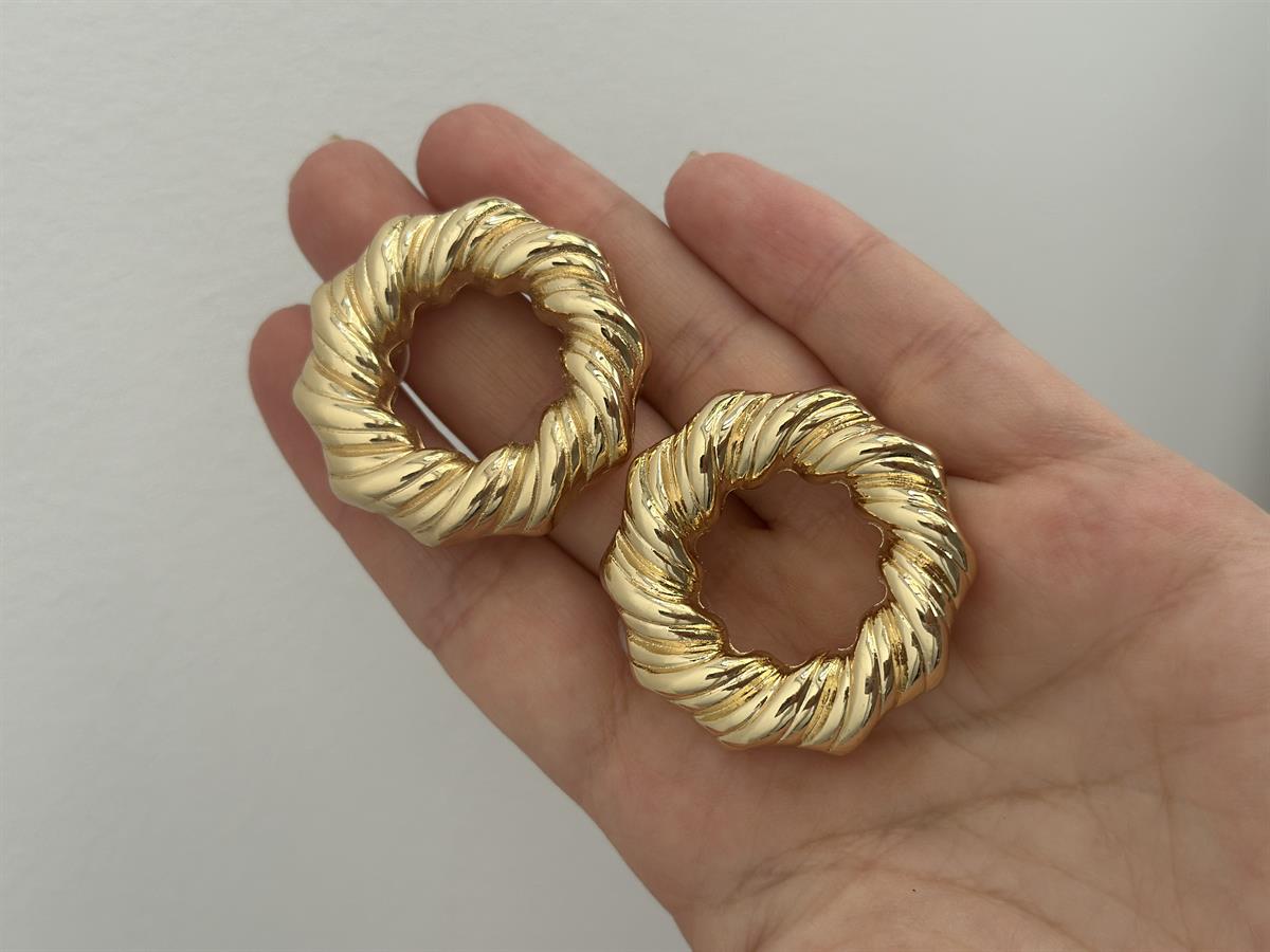 Burgu Model Yuvarlak Küpe Gold 3,5cm