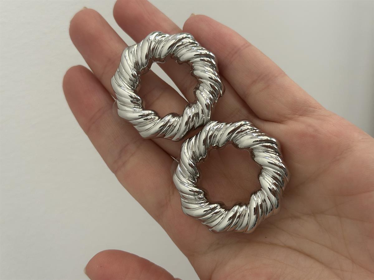 Burgu Model Yuvarlak Küpe Silver 3,5cm