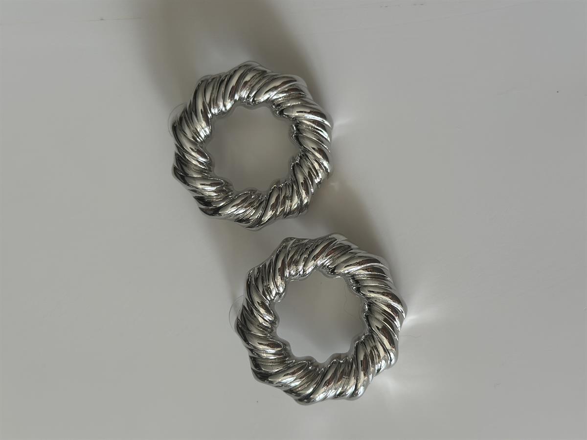 Burgu Model Yuvarlak Küpe Silver 3,5cm