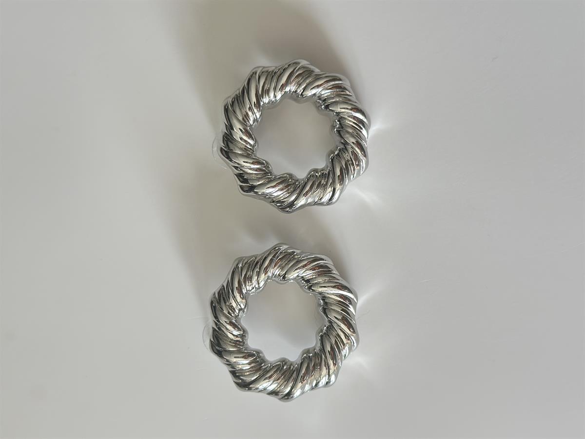 Burgu Model Yuvarlak Küpe Silver 3,5cm