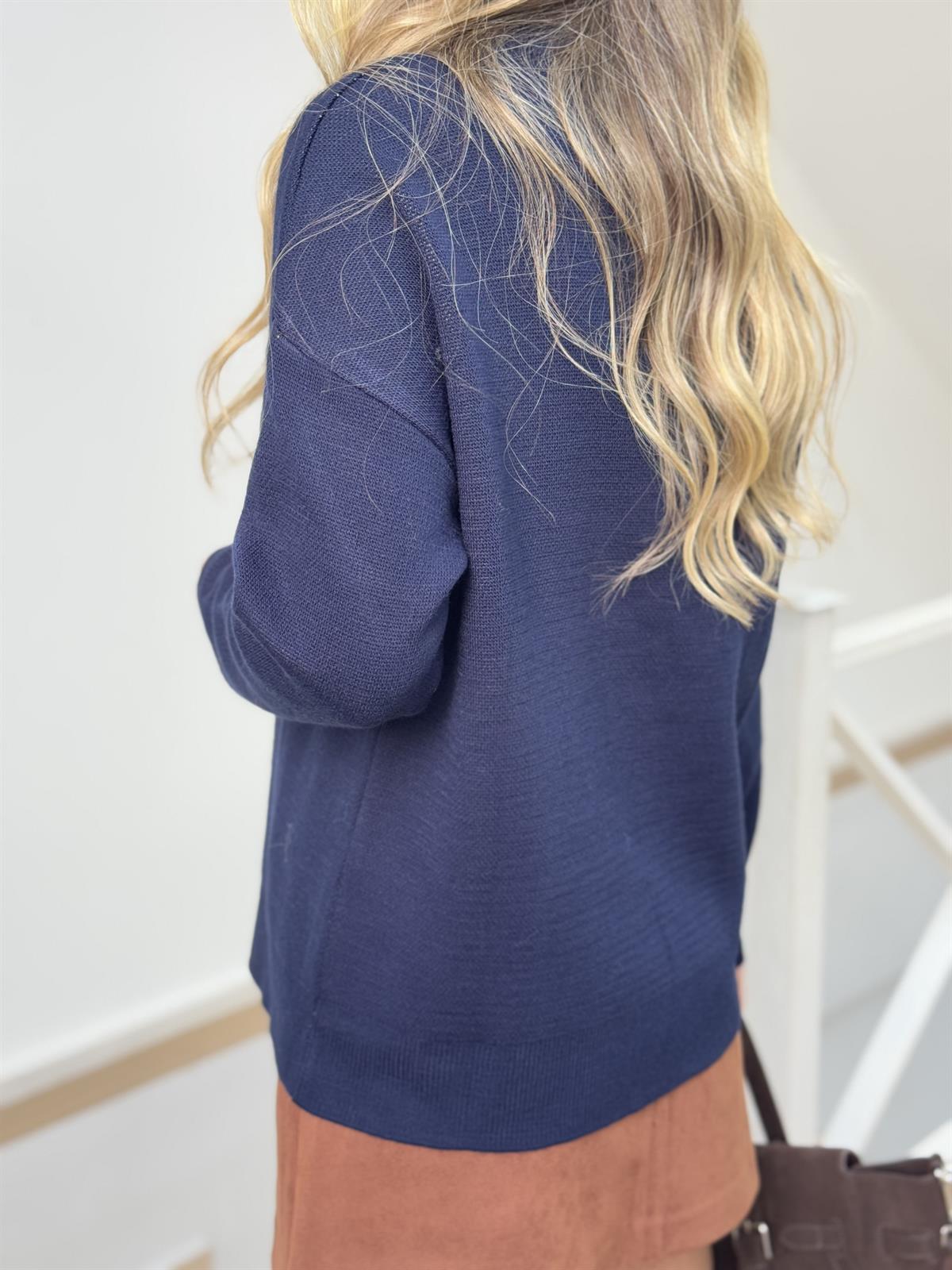 Büyük Baklava Desenli Kazak - Lacivert