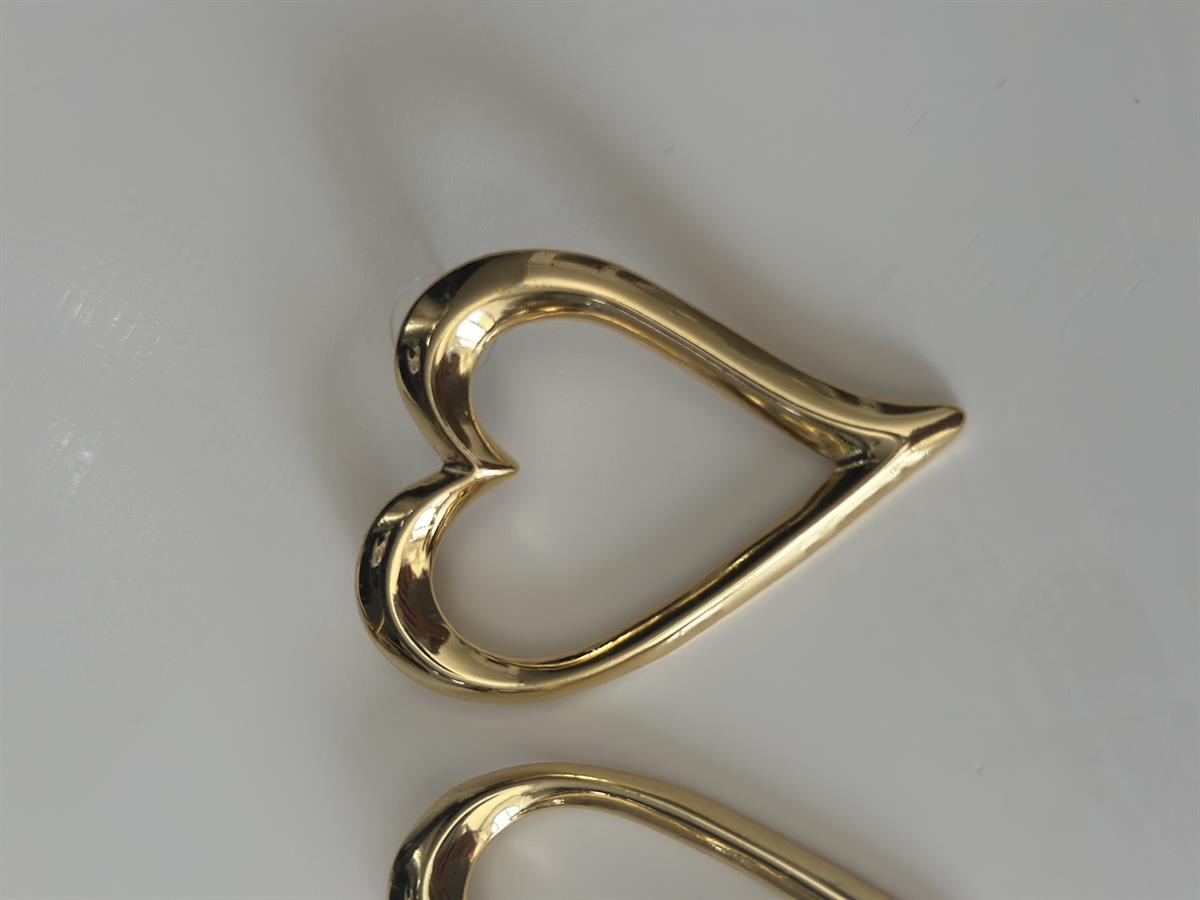 Büyük Gold Kalp Tasarım Küpe 6cm