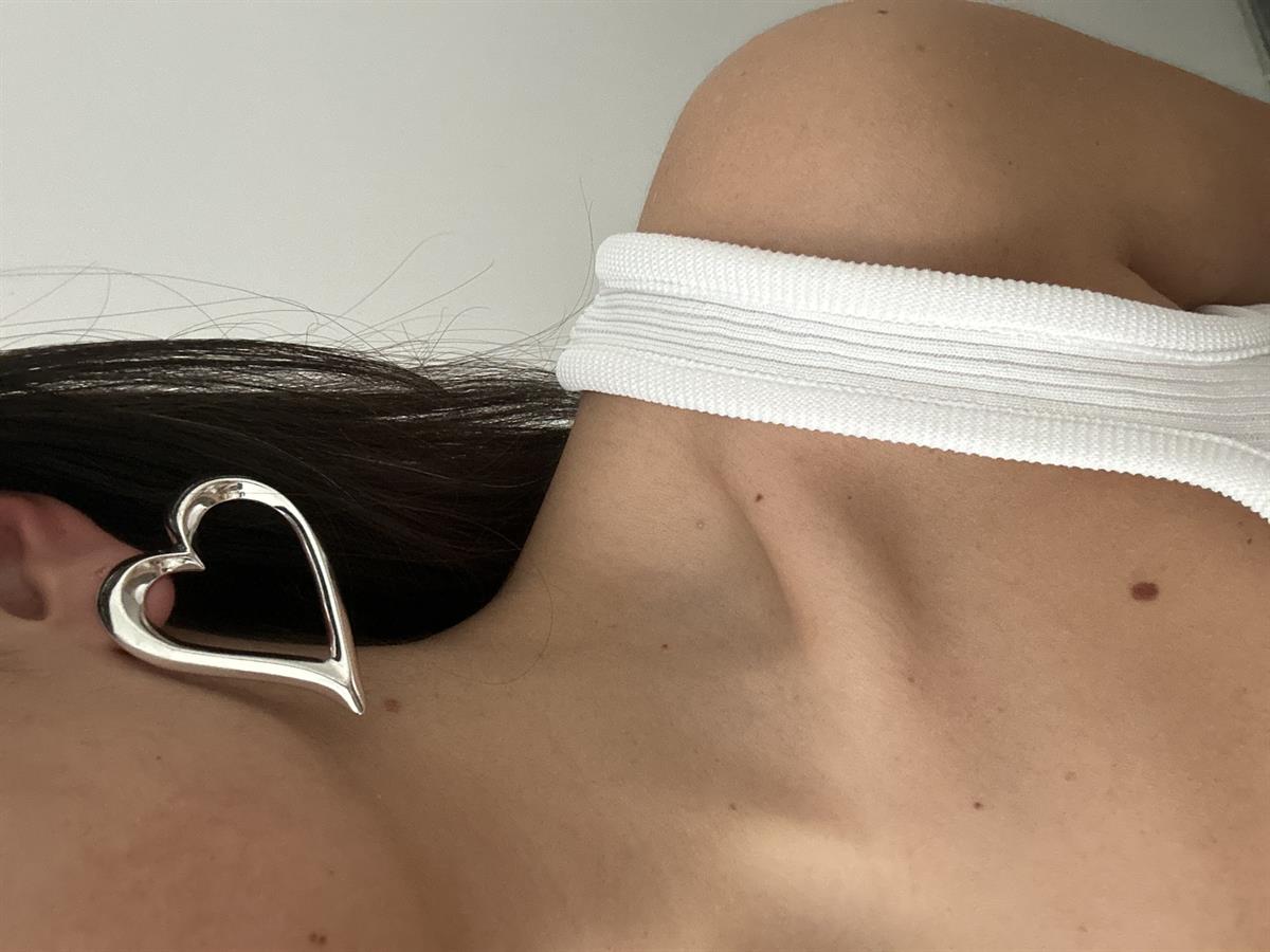 Büyük Silver Kalp Tasarım Küpe 6cm
