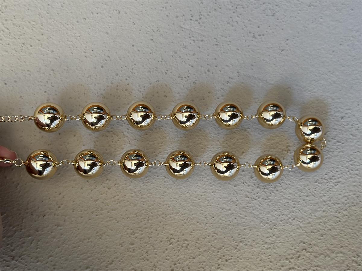 Büyük Topçuk Detay Gold Kolye