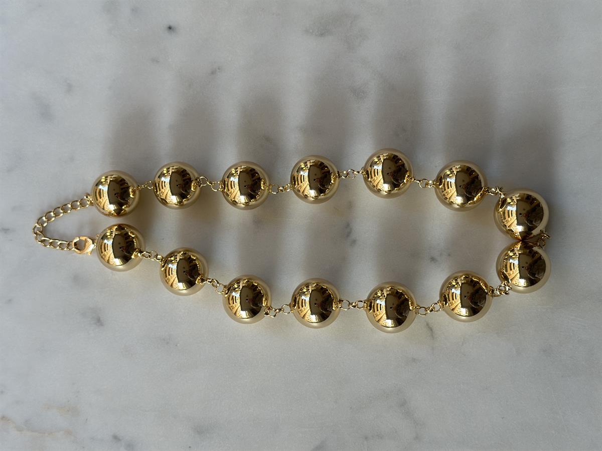 Büyük Topçuk Detay Gold Kolye