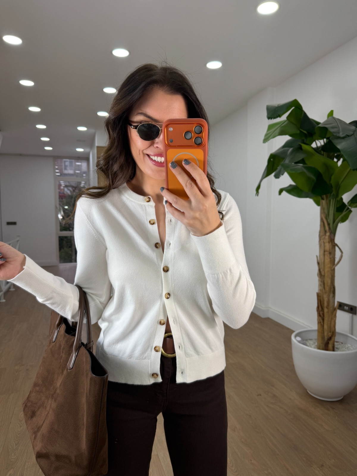 Bisiklet Yaka Düğmeli Triko Hırka - Ekru