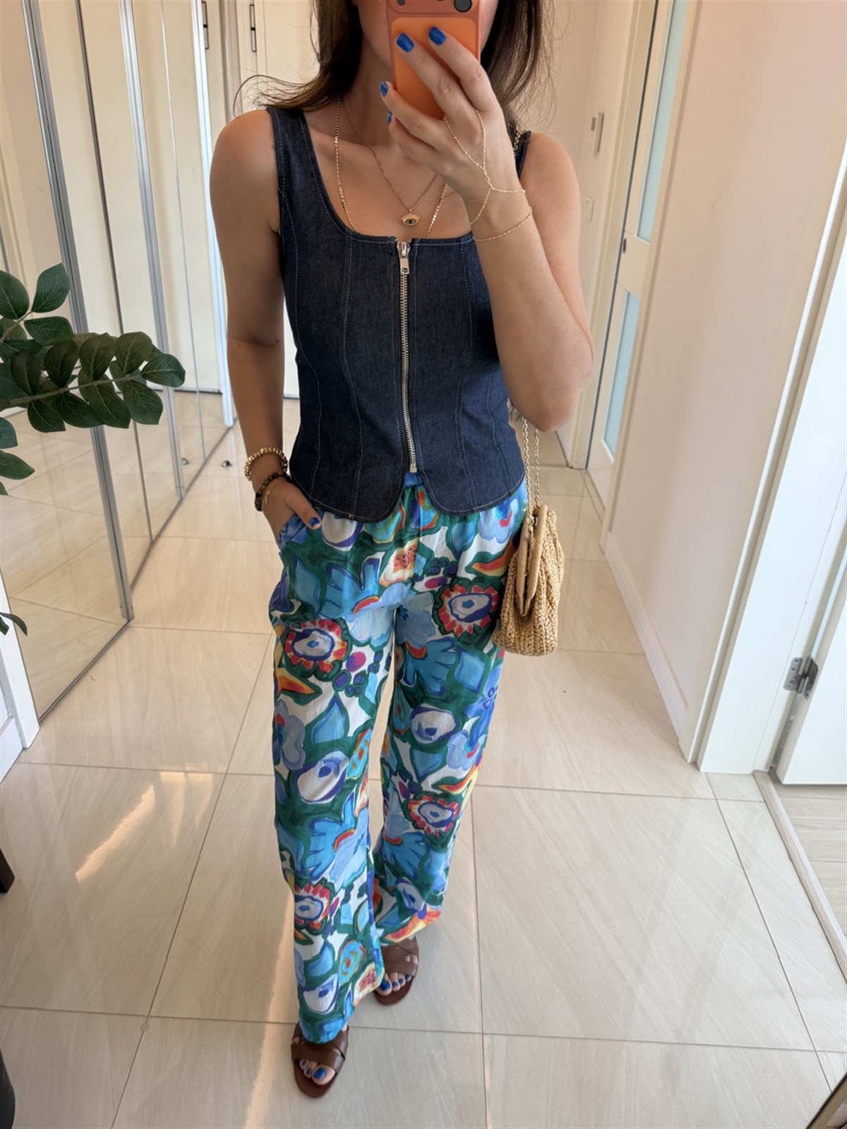 Beli Lastikli Renkli Vual Pantolon - Saks