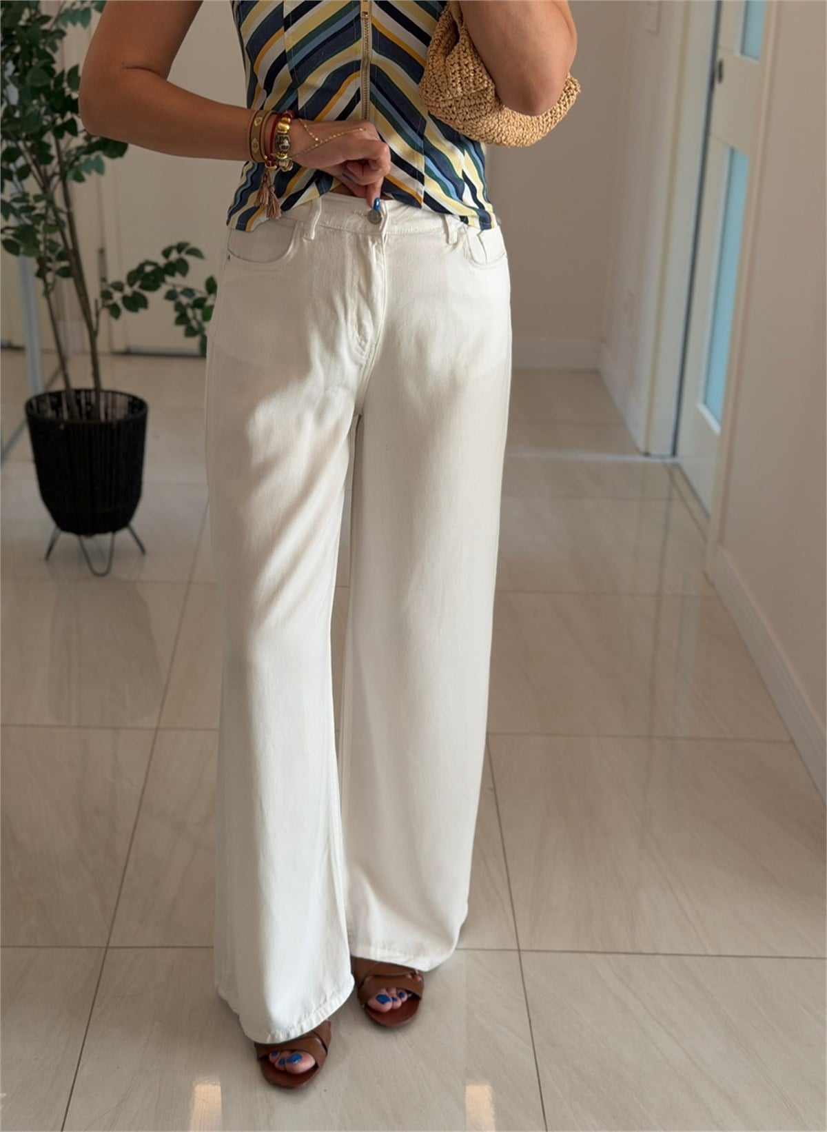 Premium Tensel Jean - Beyaz