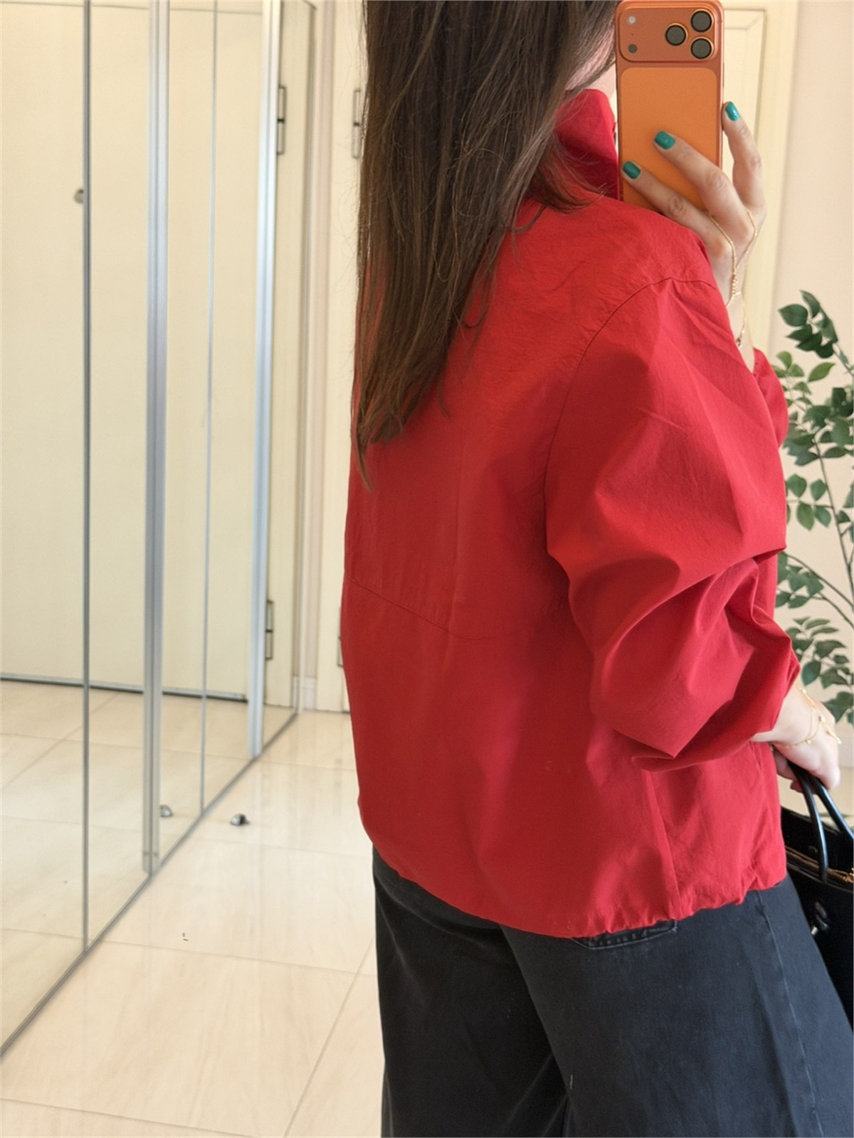Önü Çıtçıtlı Beli Büzülebilir Astarlı Trenç - Kırmızı