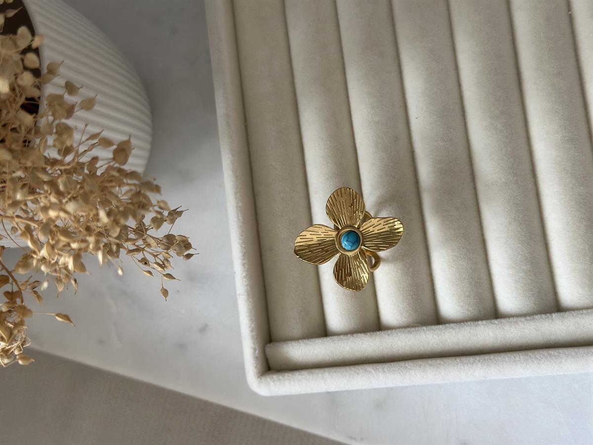 Çelik Ayarlanabilir Çiçek Tasarım Yüzük 3cm