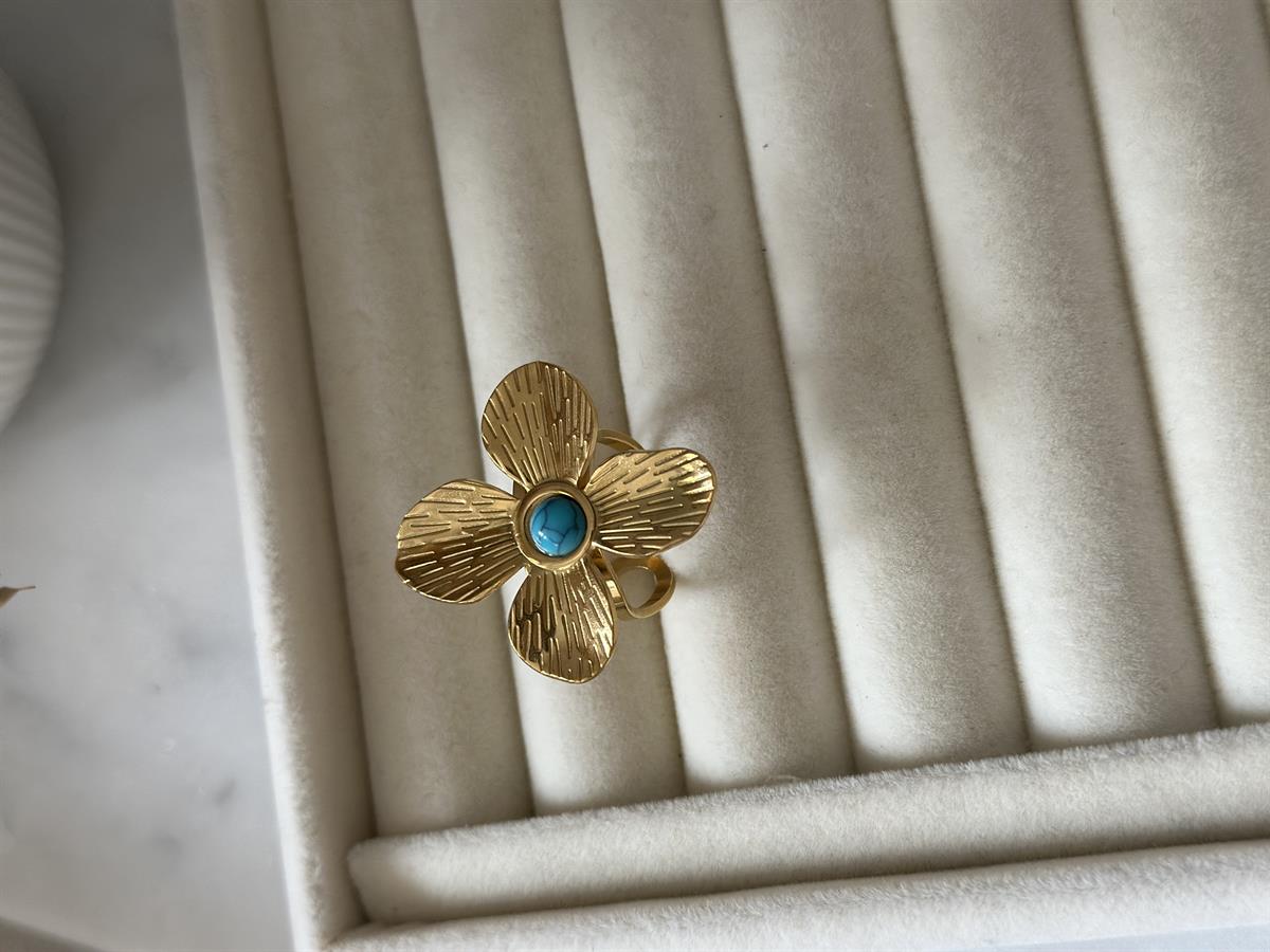 Çelik Ayarlanabilir Çiçek Tasarım Yüzük 3cm