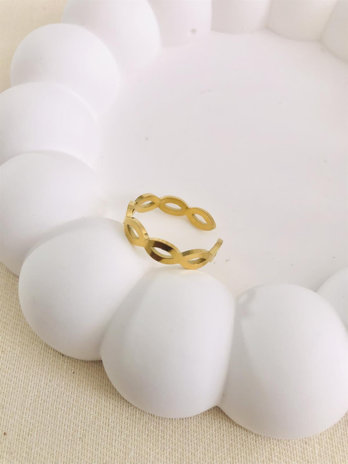 Çelik Ayarlanabilir Çift Sıra Desenli Yüzük