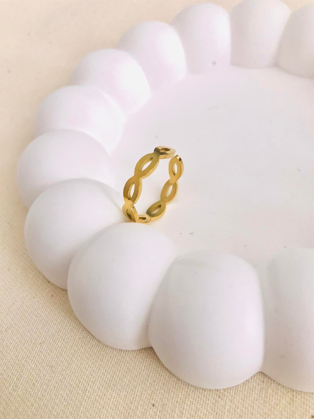 Çelik Ayarlanabilir Çift Sıra Desenli Yüzük