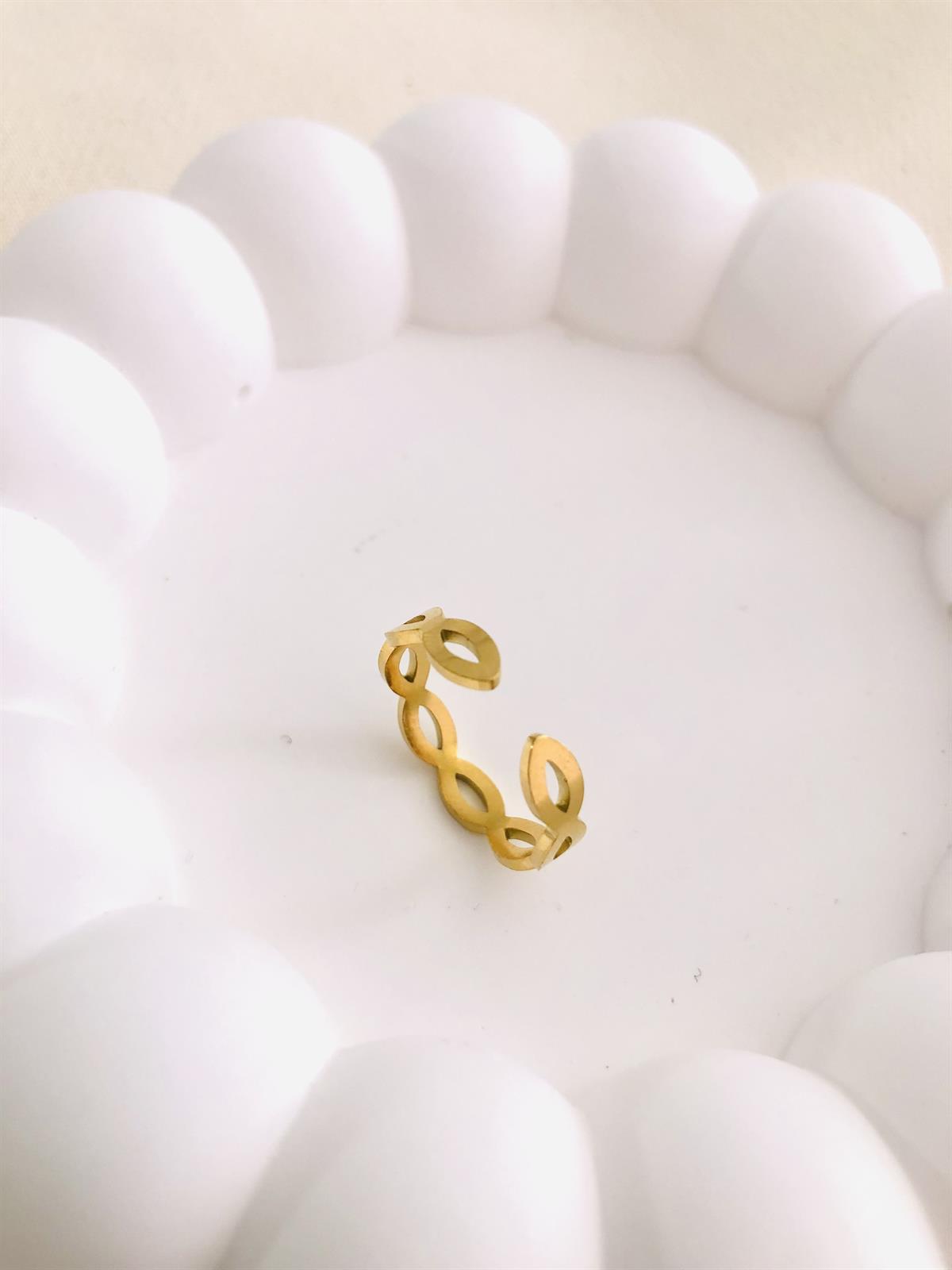 Çelik Ayarlanabilir Çift Sıra Desenli Yüzük