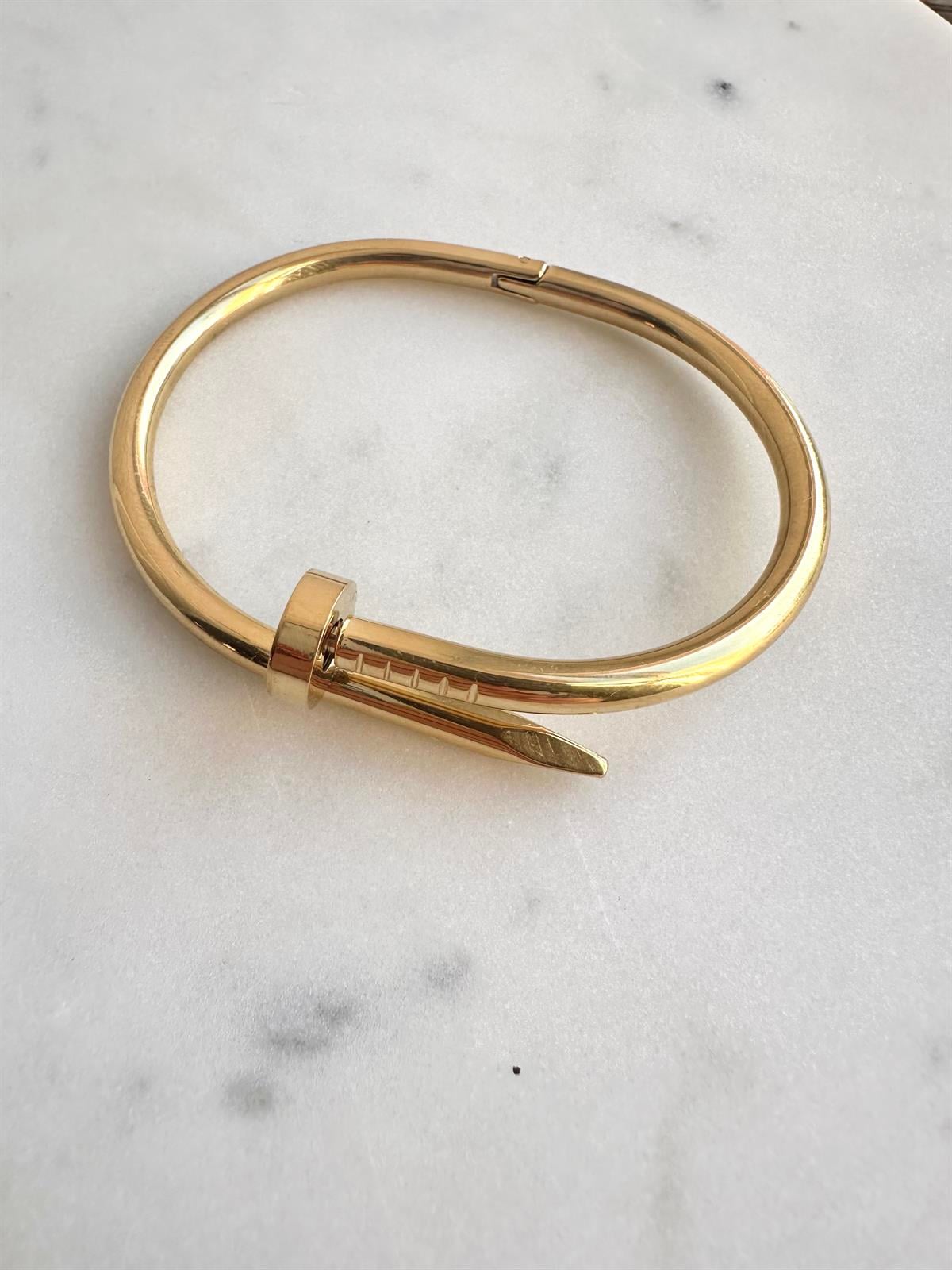Çelik Çivi Tasarım Gold Kelepçe Bileklik