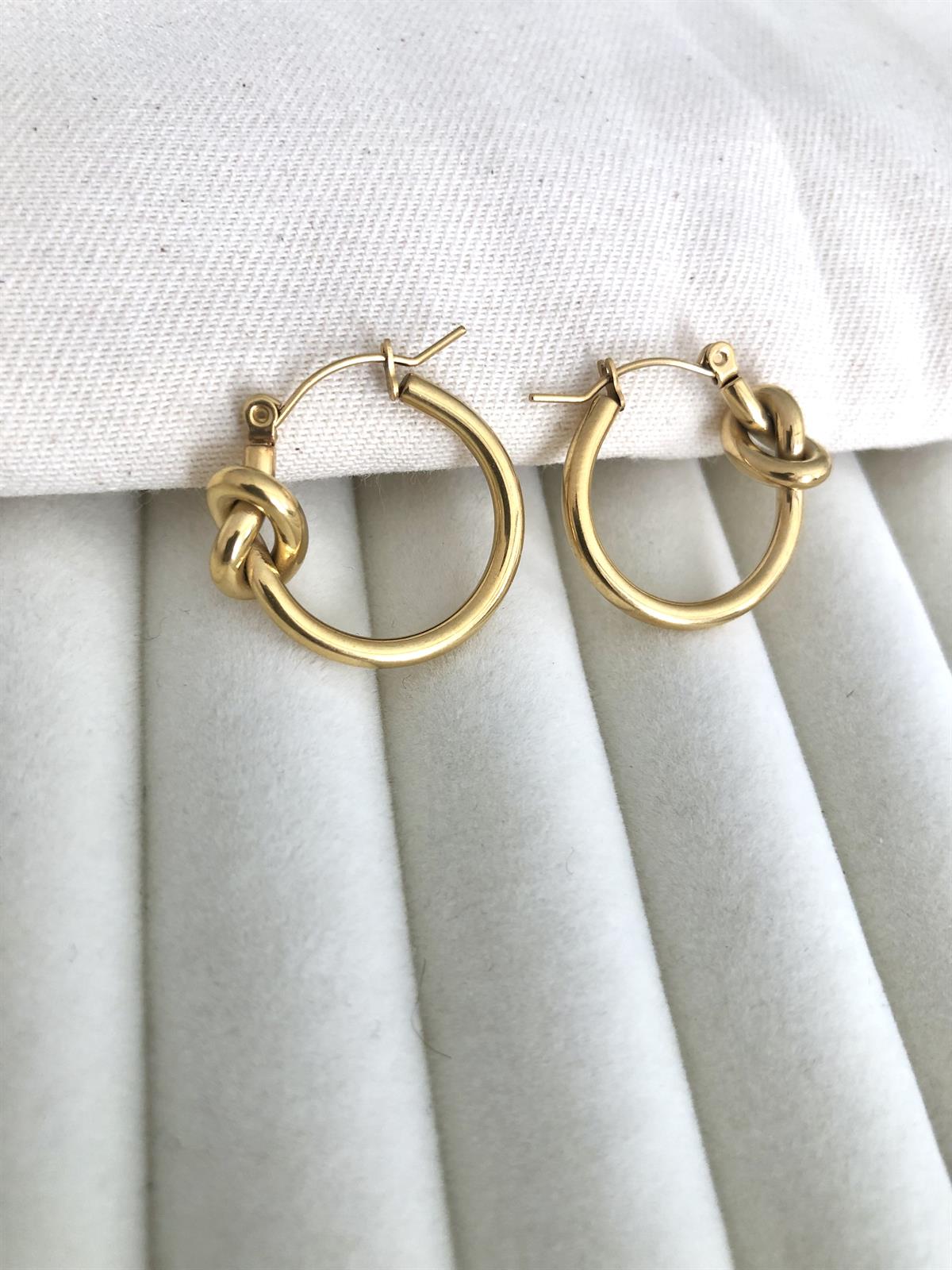 Çelik Gold Düğüm Tasarım Küpe