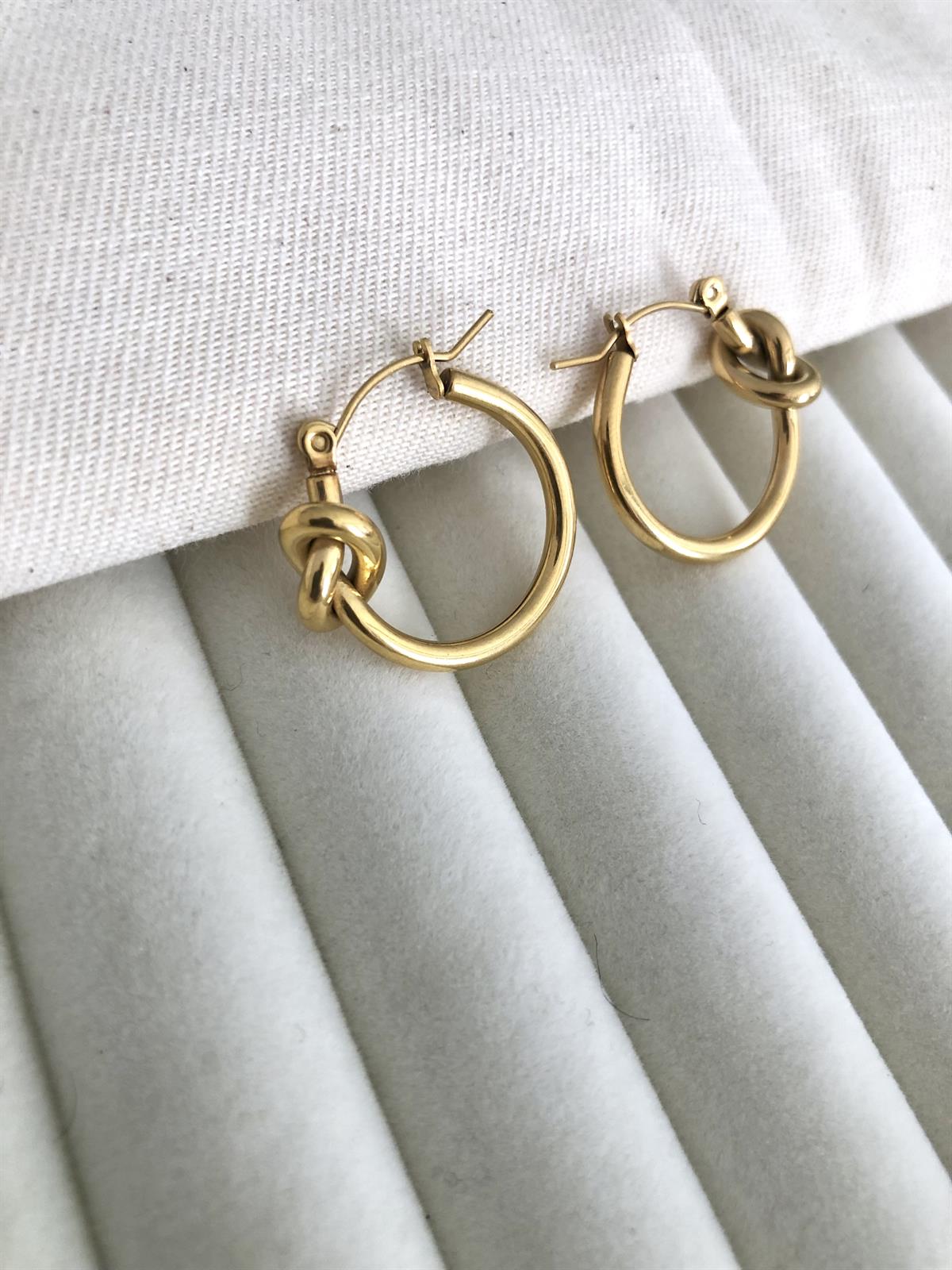 Çelik Gold Düğüm Tasarım Küpe