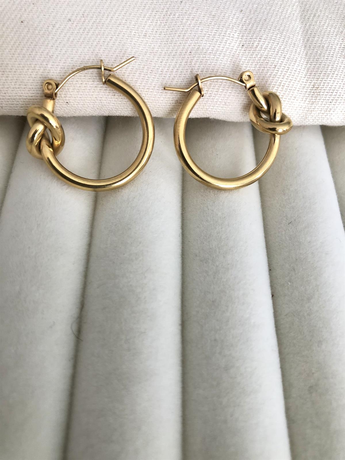 Çelik Gold Düğüm Tasarım Küpe