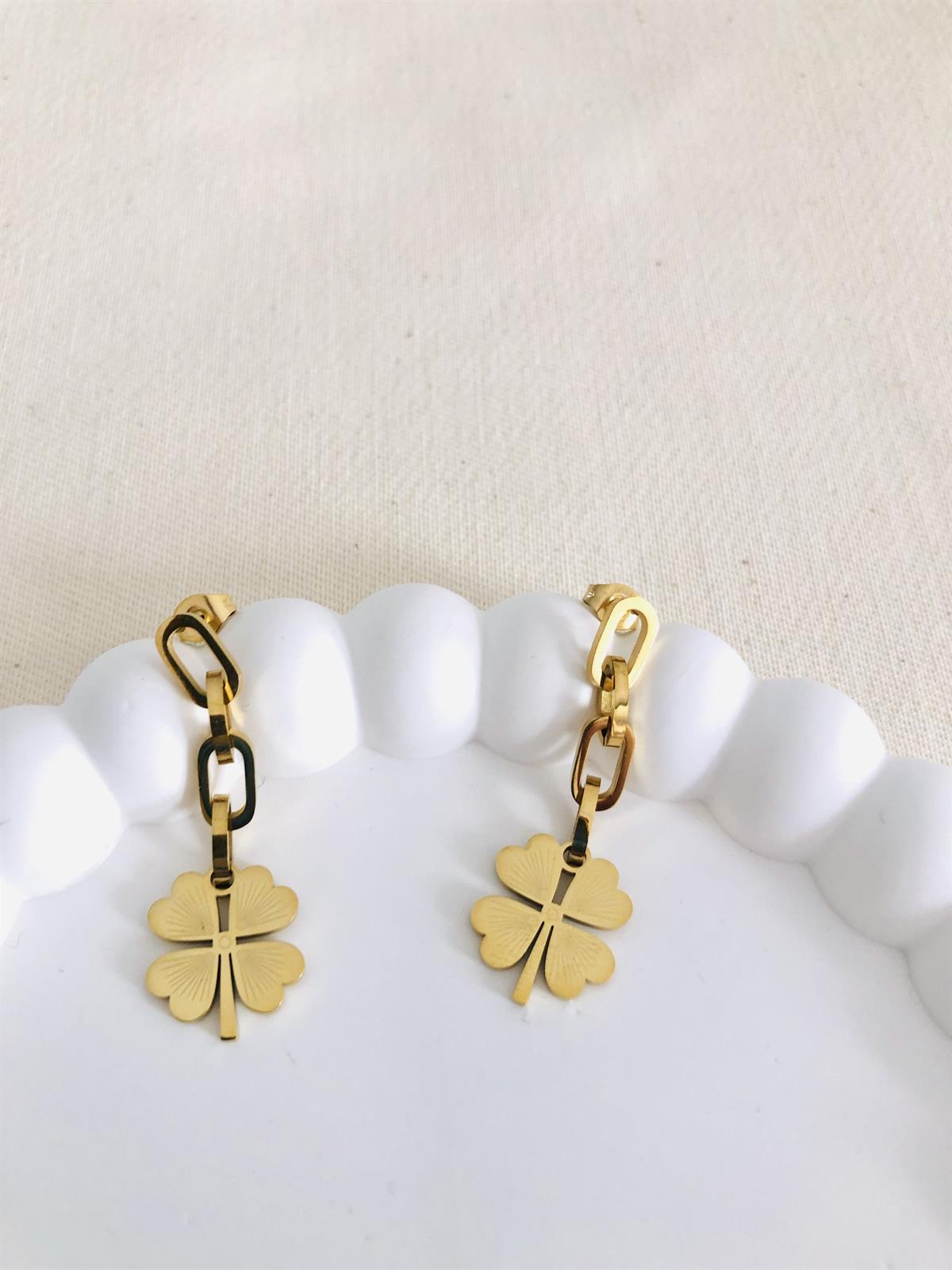 Çelik Gold Halkalı Yonca Küpe