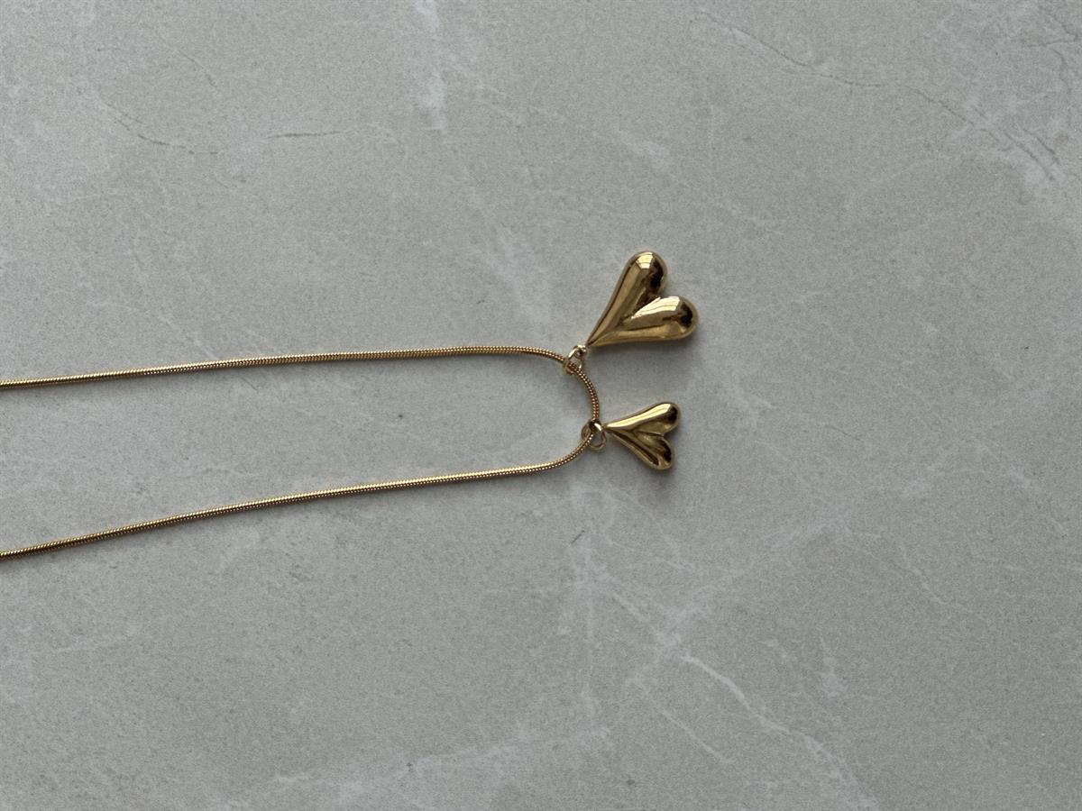 Çelik Gold Ters Kalp Tasarım Kolye 45 cm