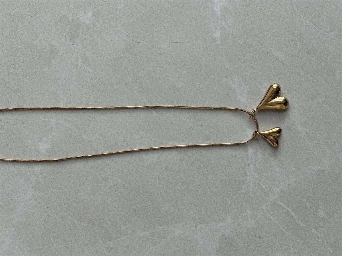 Çelik Gold Ters Kalp Tasarım Kolye 45 cm
