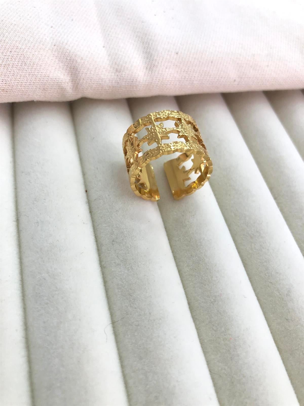 Çelik Gold Yıldız Tasarım Yüzük