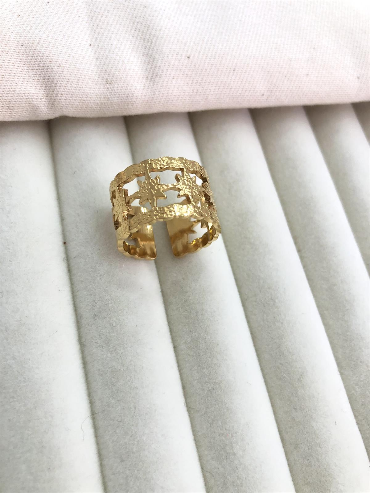 Çelik Gold Yıldız Tasarım Yüzük