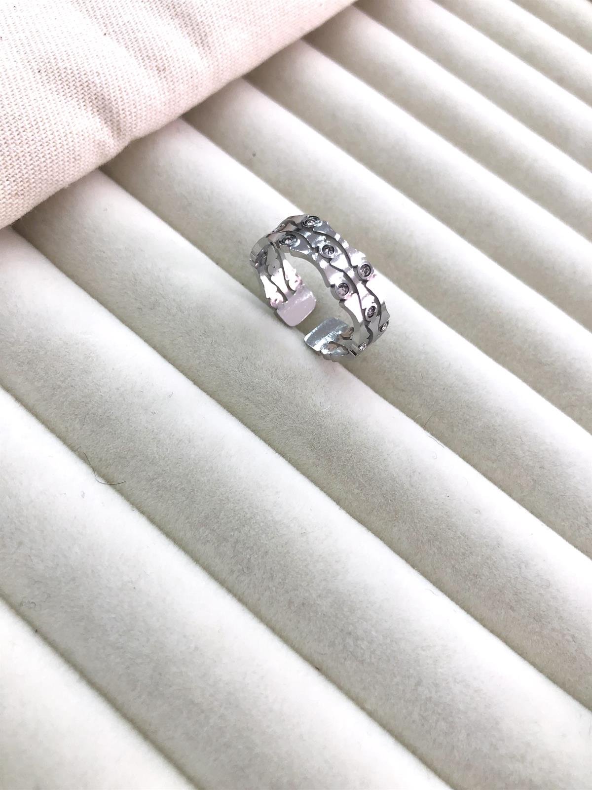 Çelik Gümüş Taşlı Yüzük