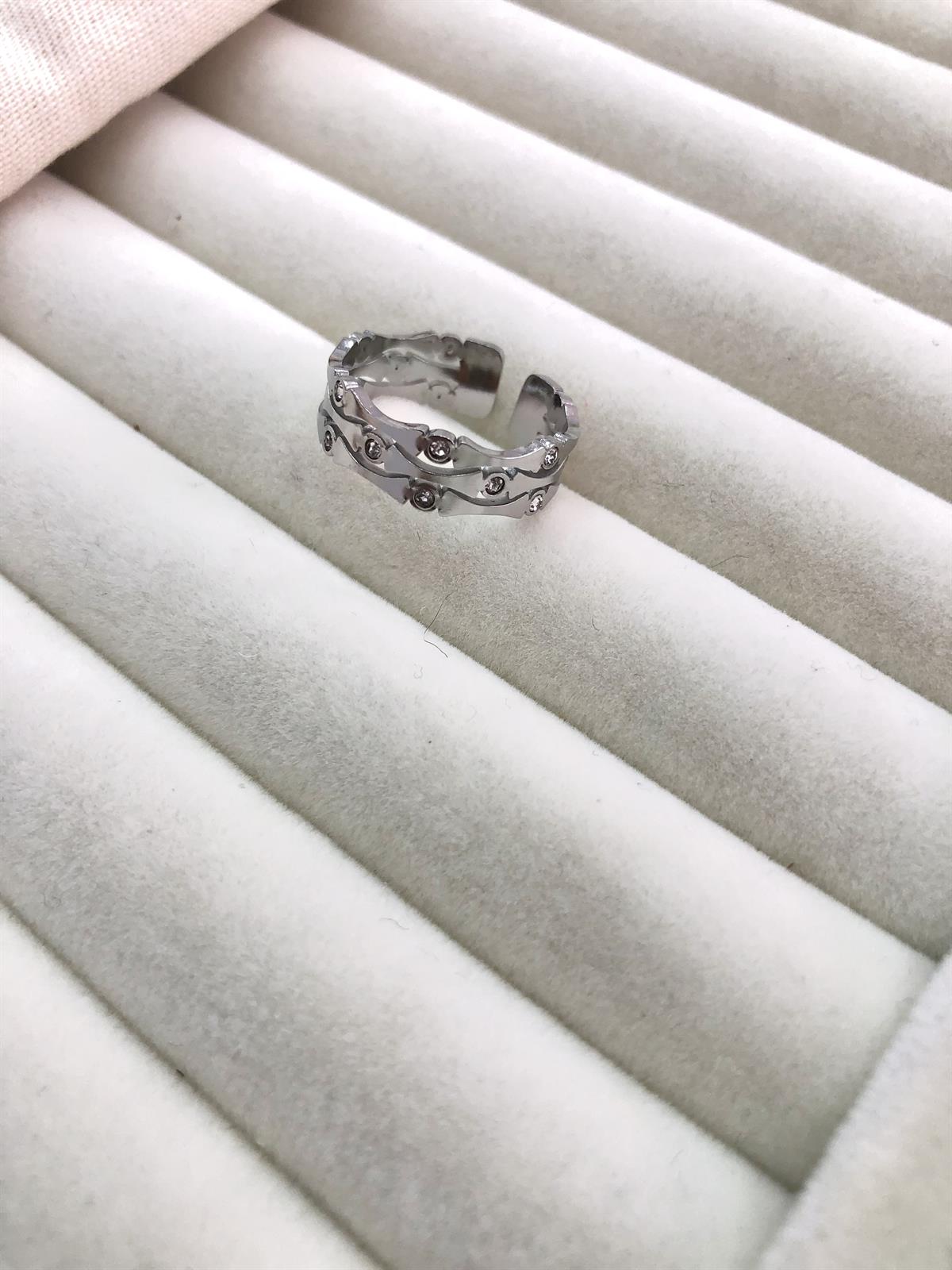 Çelik Gümüş Taşlı Yüzük