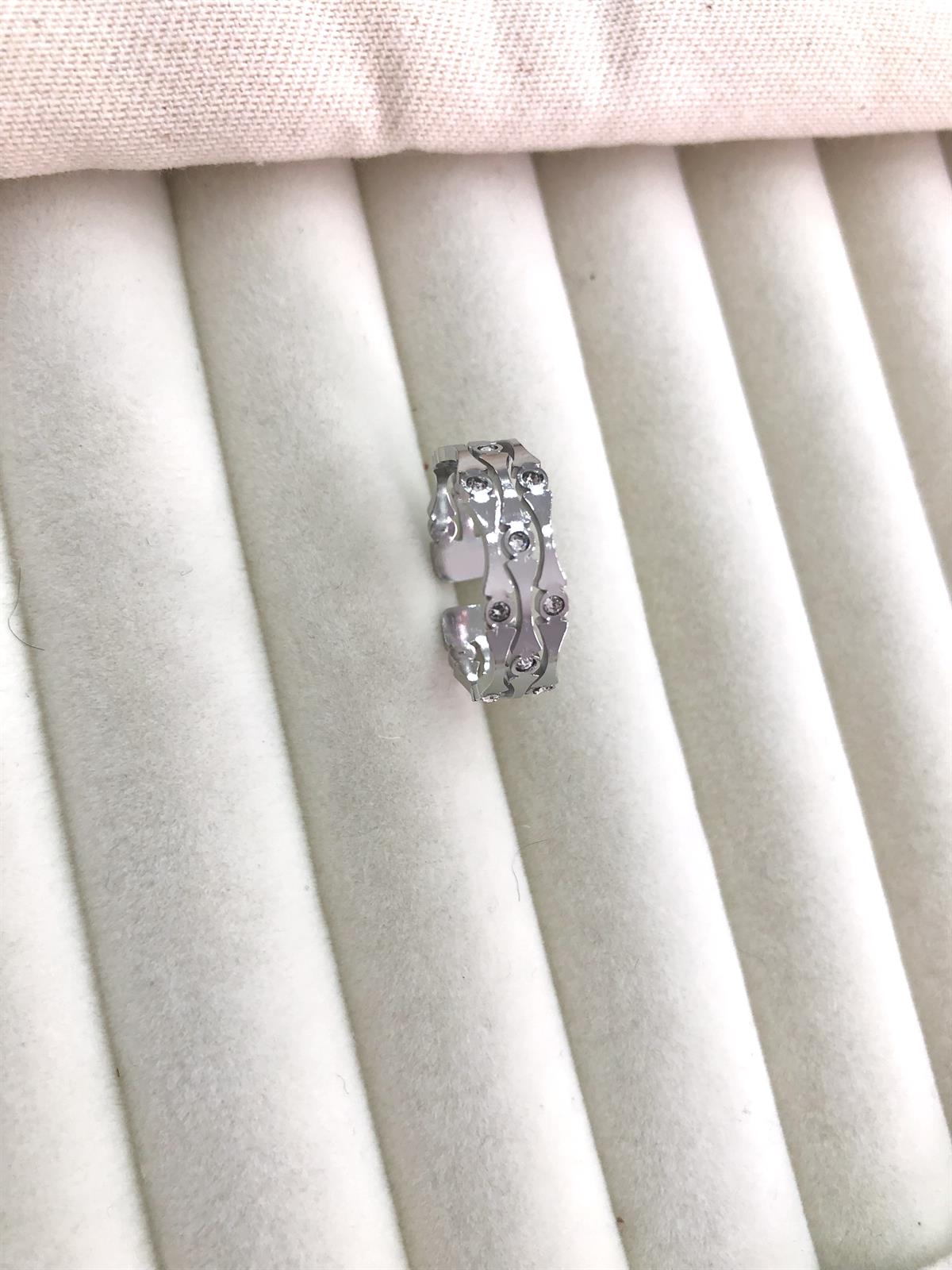 Çelik Gümüş Taşlı Yüzük