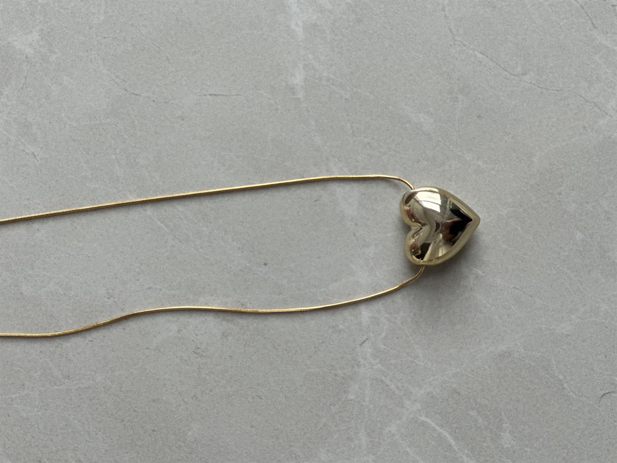 Çelik Gold Kalp Tasarım Kolye 45 cm