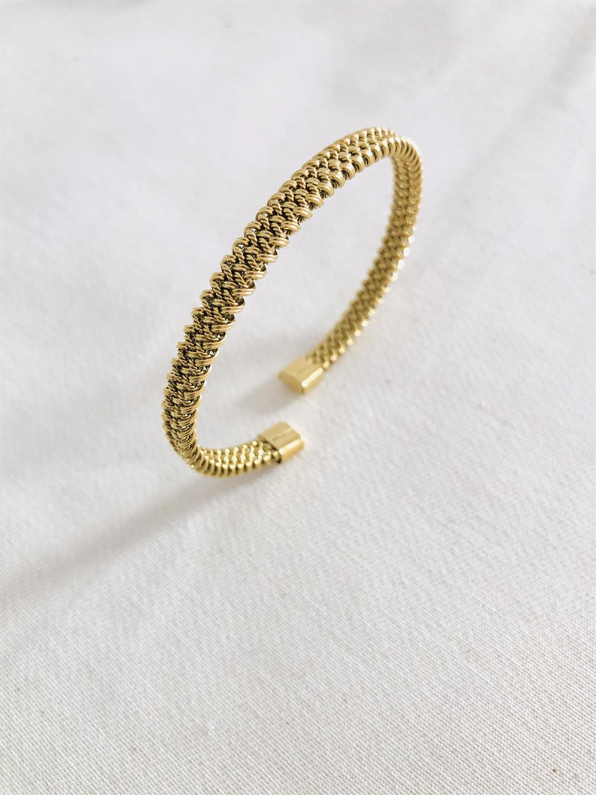 Çelik Örgü Gold Kelepçe Bileklik