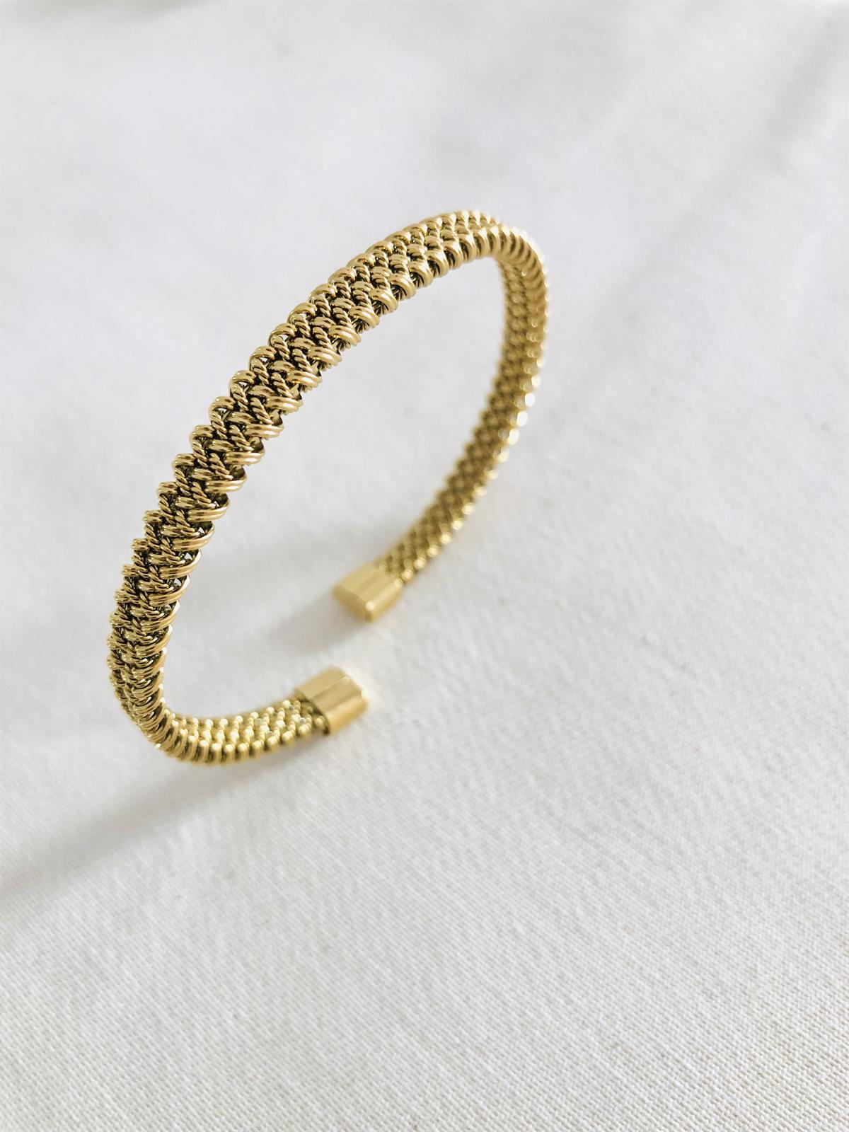 Çelik Örgü Gold Kelepçe Bileklik