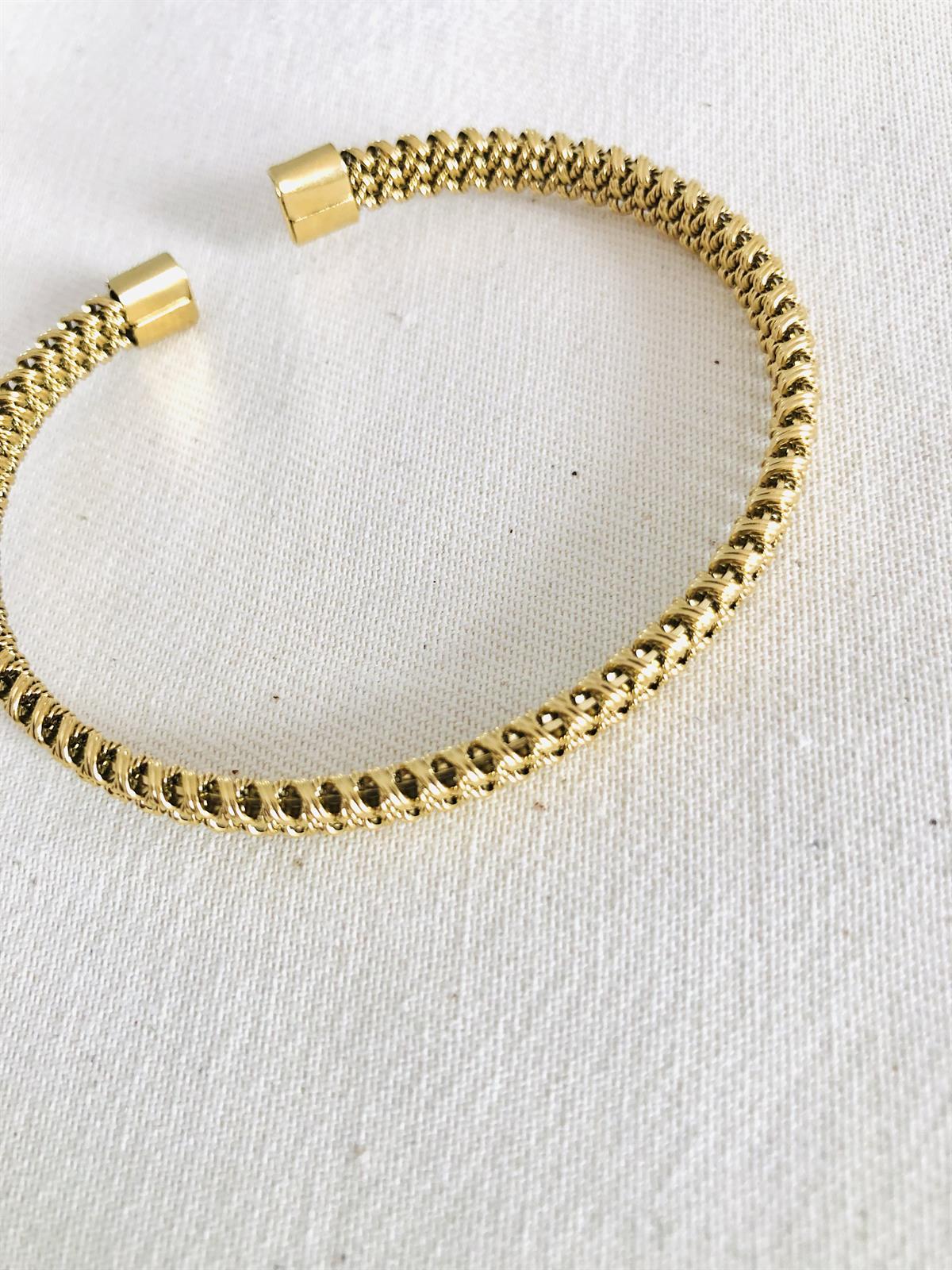 Çelik Örgü Gold Kelepçe Bileklik