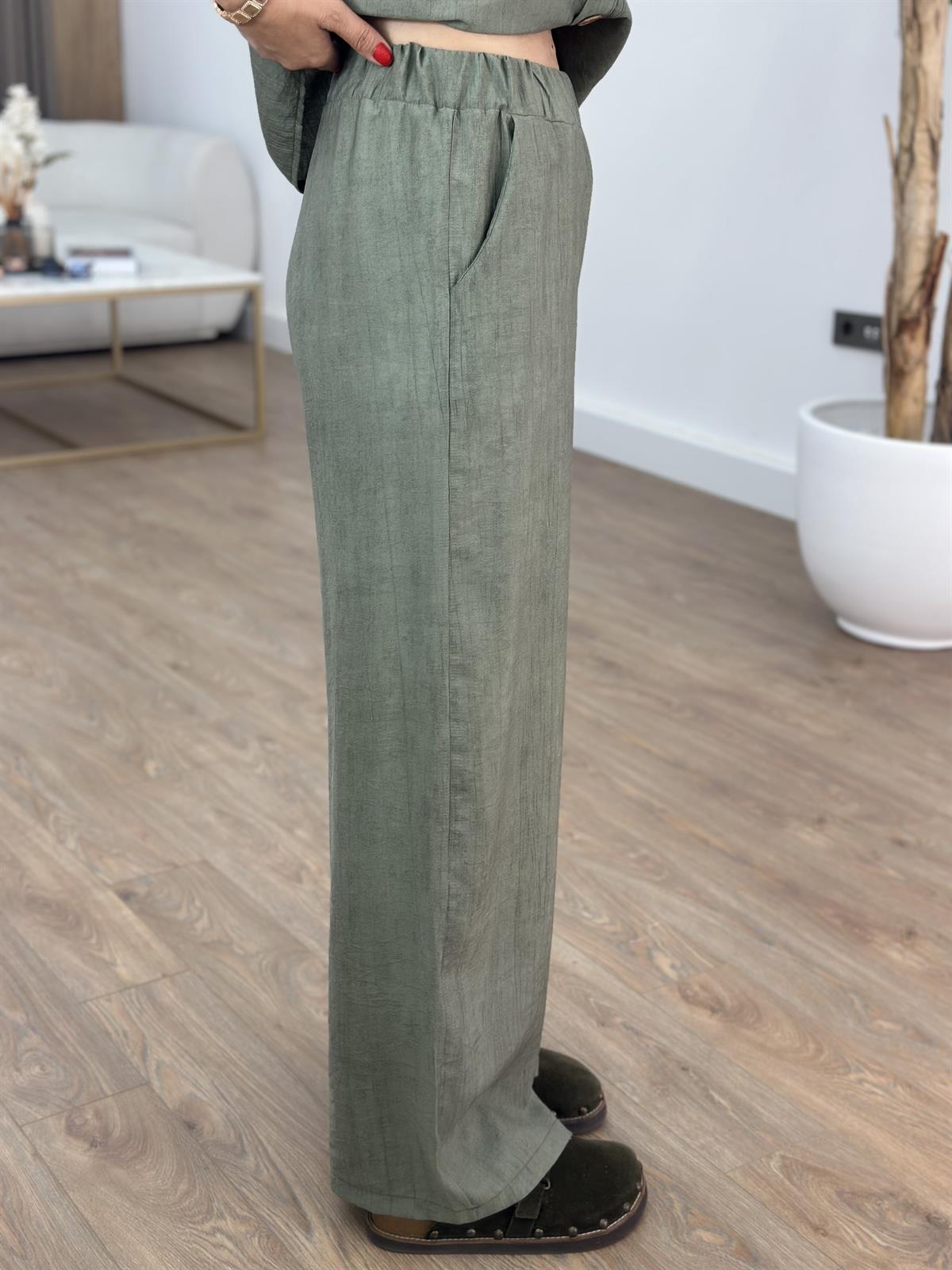 Cep Detaylı Beli Lastikli Takım - Haki